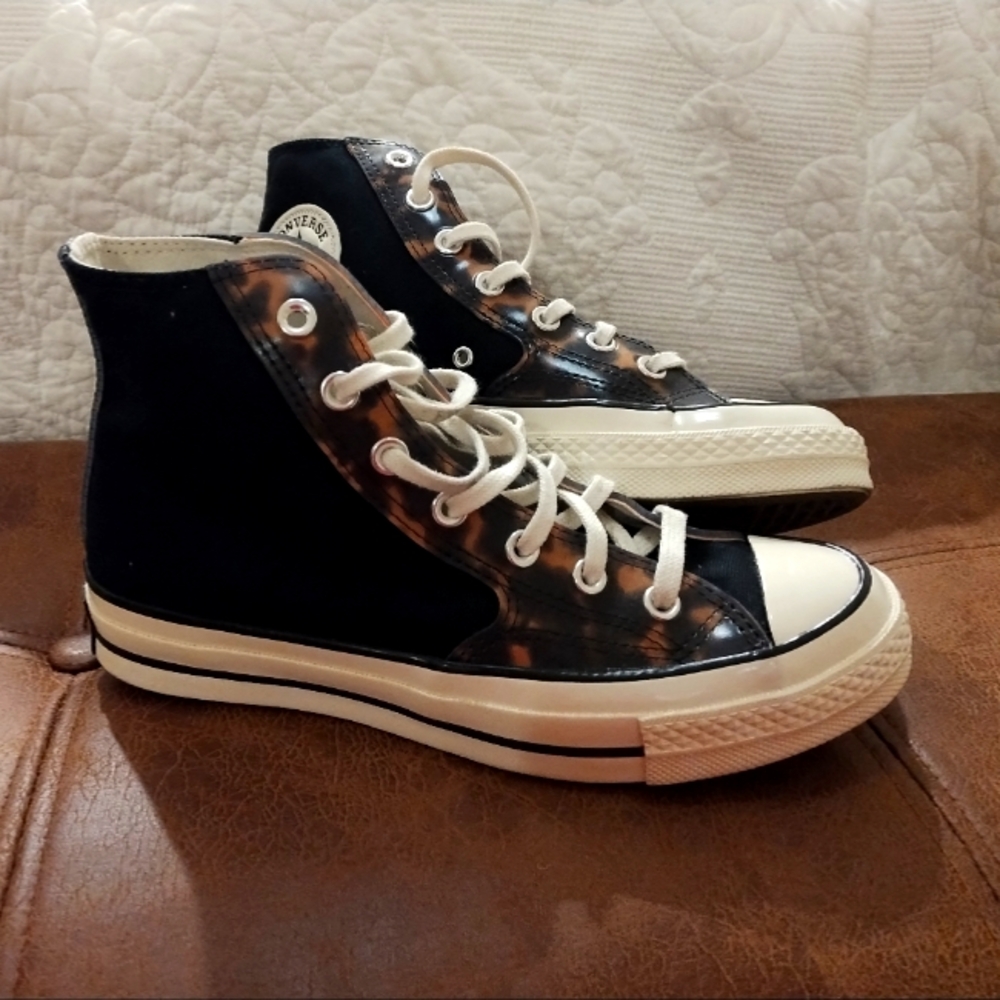 Tortoiseshell and Black Converse High Top